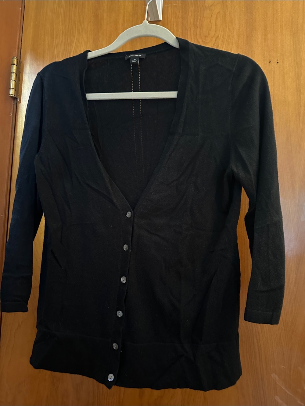 Ann Taylor Black V-Neck Button Cardigan